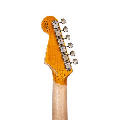 Fender Custom Shop 1961 Stratocaster Super Heavy Relic Aged Vintage White Over 3 Ton Sunburst Elektro Gitar